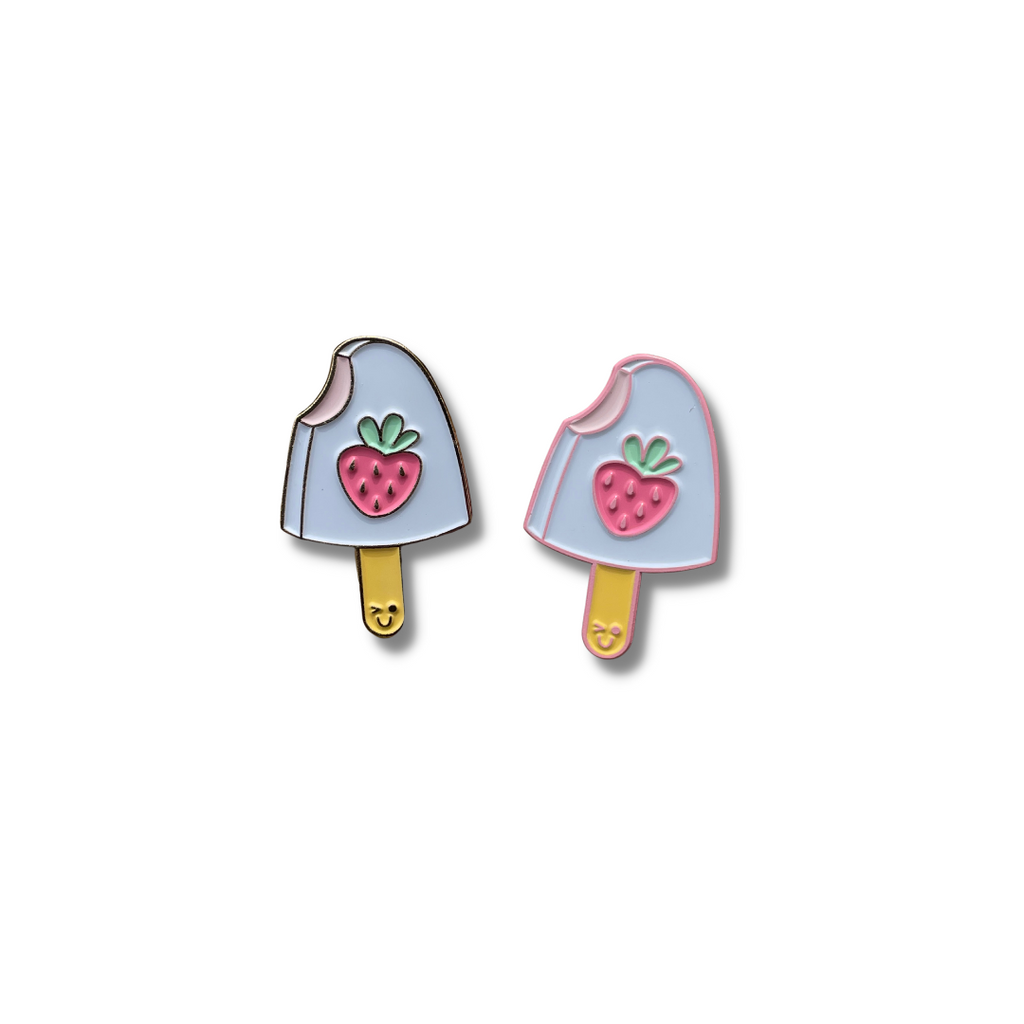 Strawberry Ice Cream Bar Enamel Pin Created by Addison, Age 11 - Dream Maker Pins
