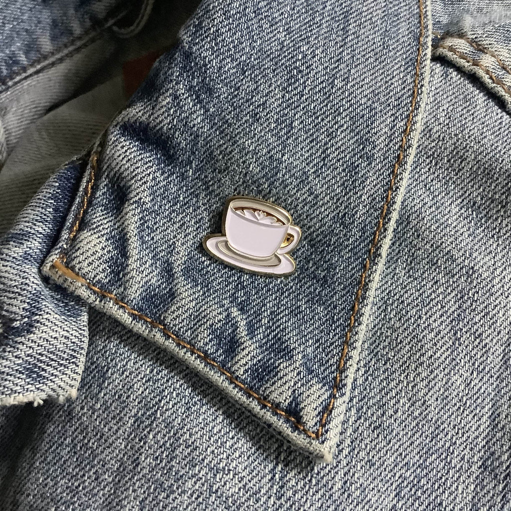 White Coffee Cup Enamel Pin - Dream Maker Pins