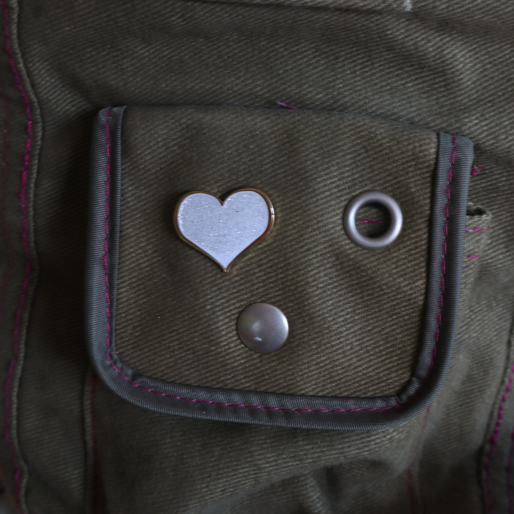 White Glitter Heart Enamel Pin - Dream Maker Pins