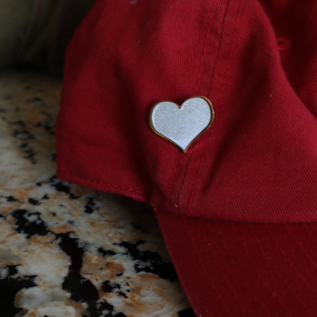 White Glitter Heart Enamel Pin - Dream Maker Pins
