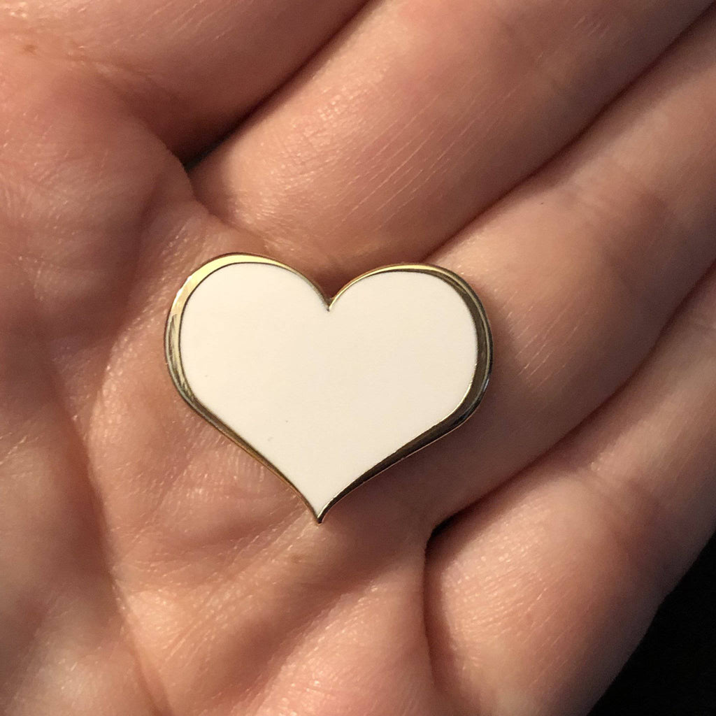 White Heart Enamel Pin - Dream Maker Pins