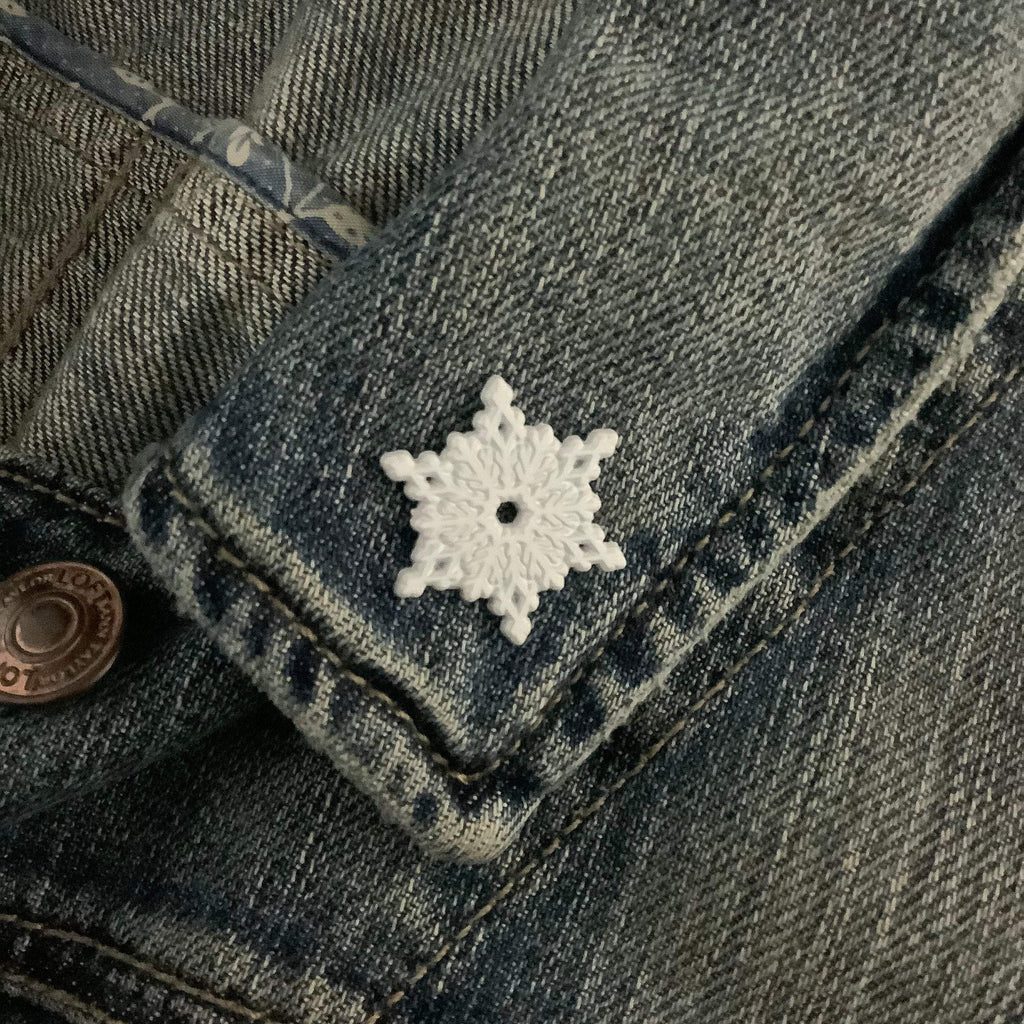 White Snowflake Enamel Pin - Dream Maker Pins