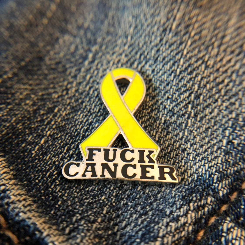 Yellow Fuck Cancer Ribbon Pin - Dream Maker Pins