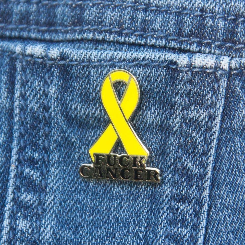 Yellow Fuck Cancer Ribbon Pin - Dream Maker Pins