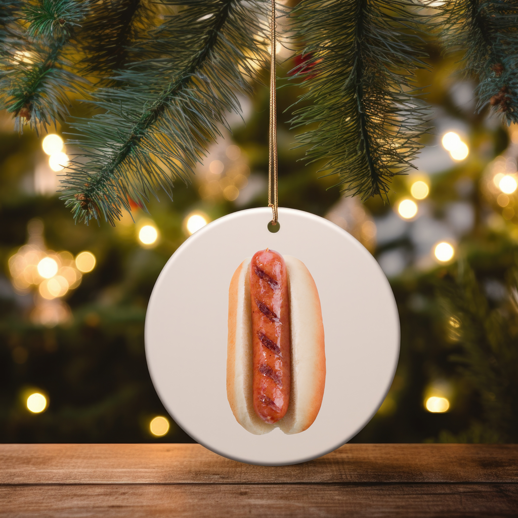 Hot Dog Ceramic Christmas Ornament - Dream Maker Pins