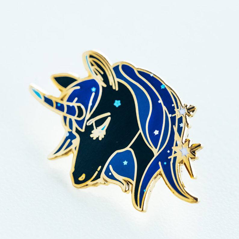 Black and Navy Constellation Unicorn Enamel Pin - Dream Maker Pins