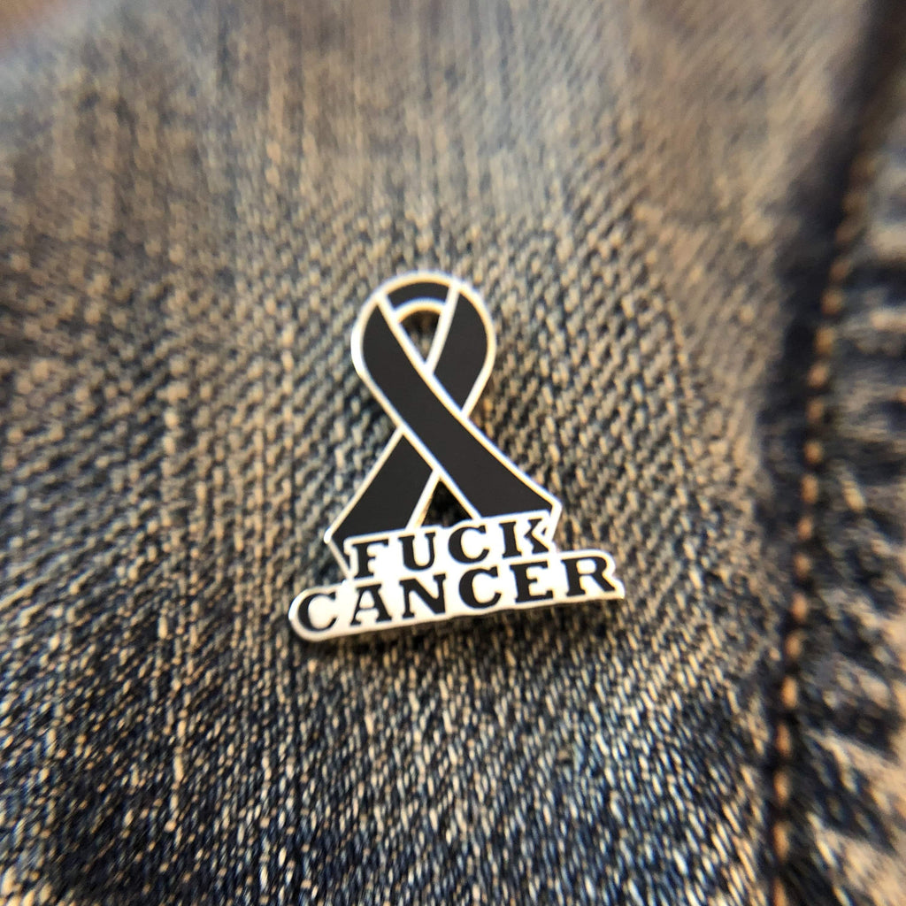 Black Fuck Cancer Awareness Ribbon Enamel Pin - Dream Maker Pins
