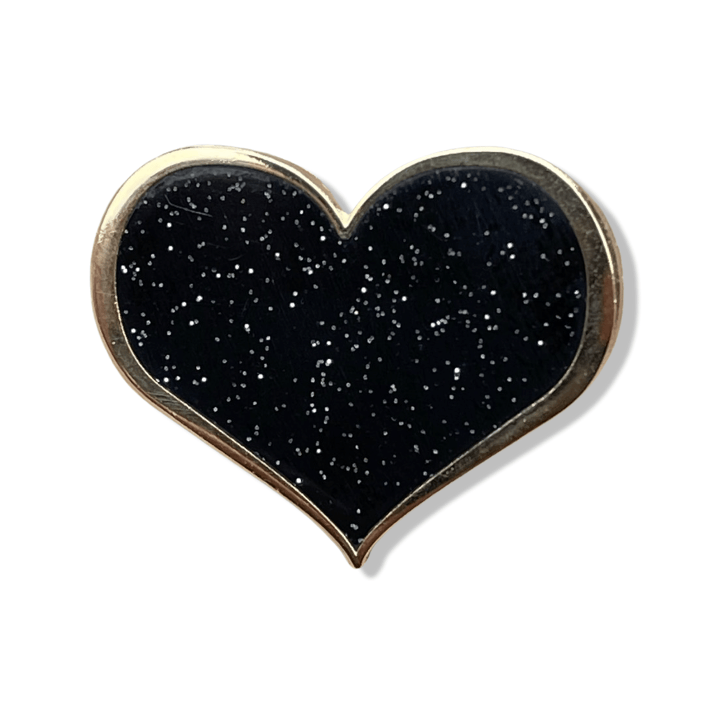 Black Glitter Heart Enamel Pin - Dream Maker Pins