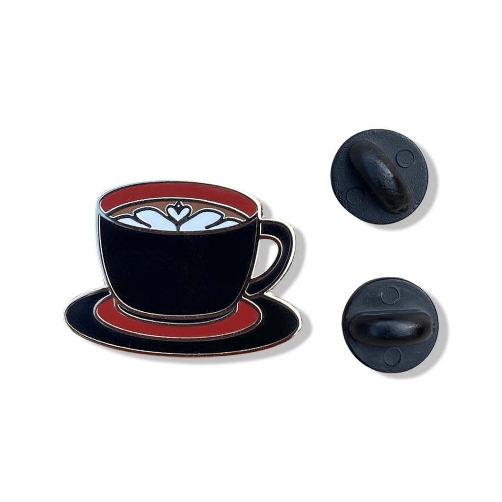 Black Latte Coffee Cup Enamel Pin - double posted - Dream Maker Pins