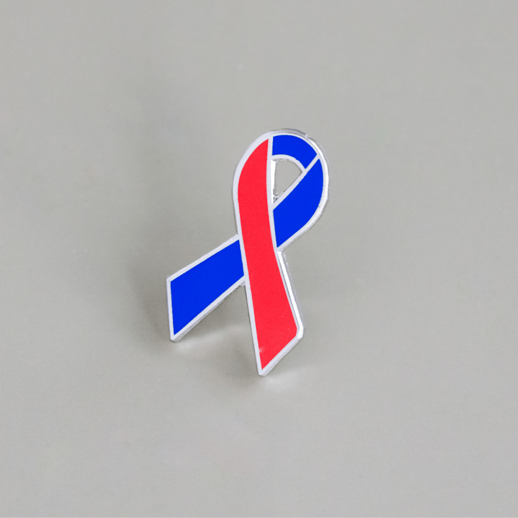 Blue and Red Awareness Ribbon Enamel Pin - Dream Maker Pins