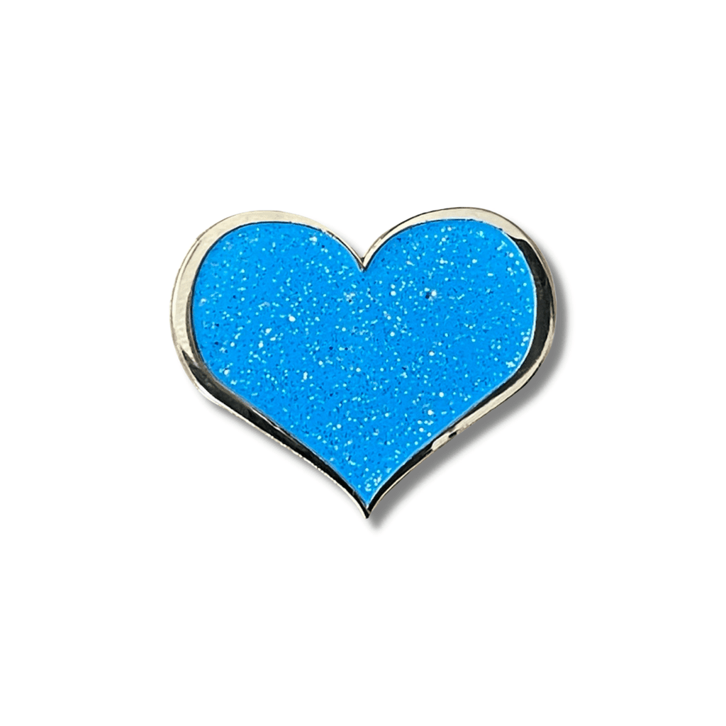 Blue Glitter Heart Enamel Pin - Dream Maker Pins