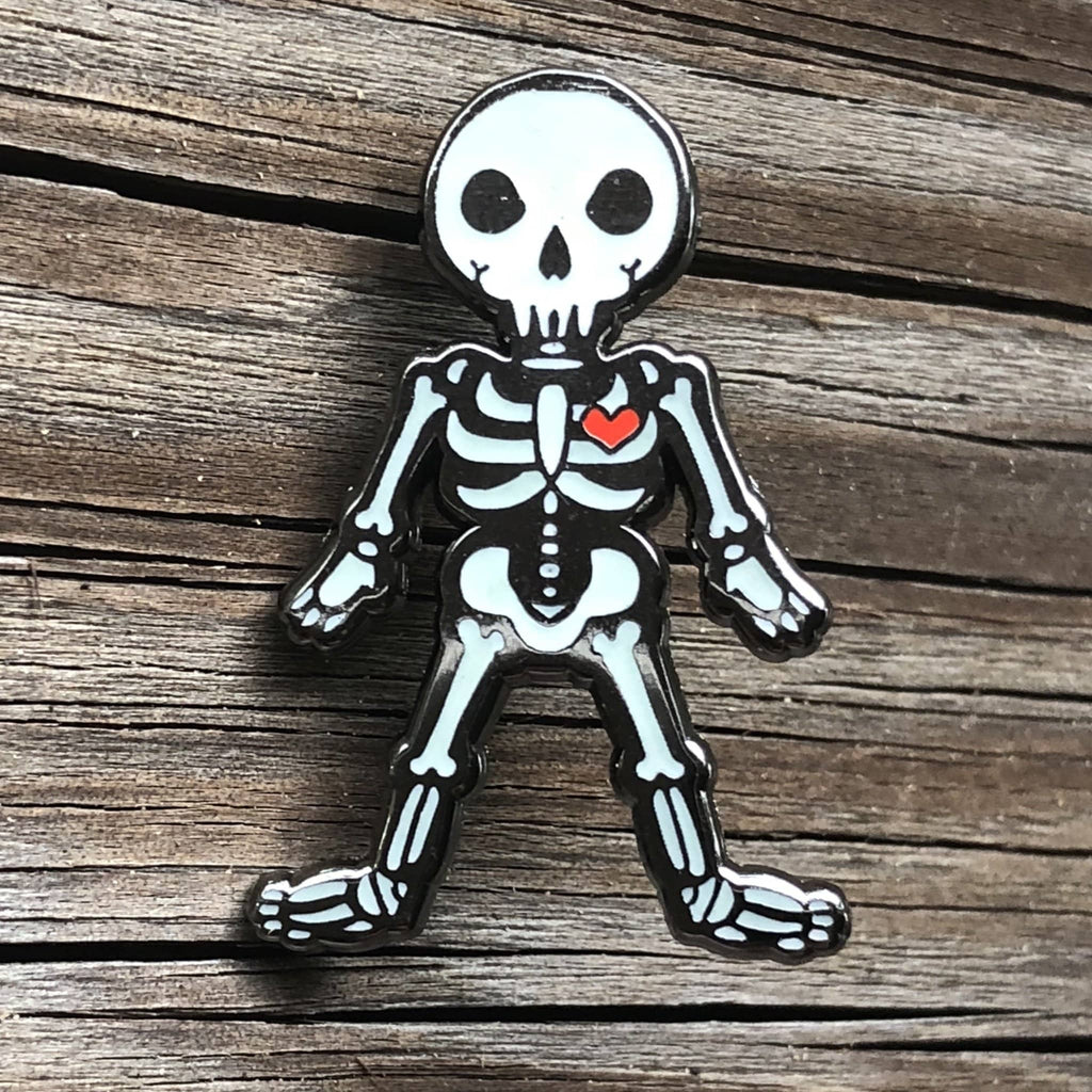 Glow in the Dark Skeleton Enamel Pin - Dream Maker Pins