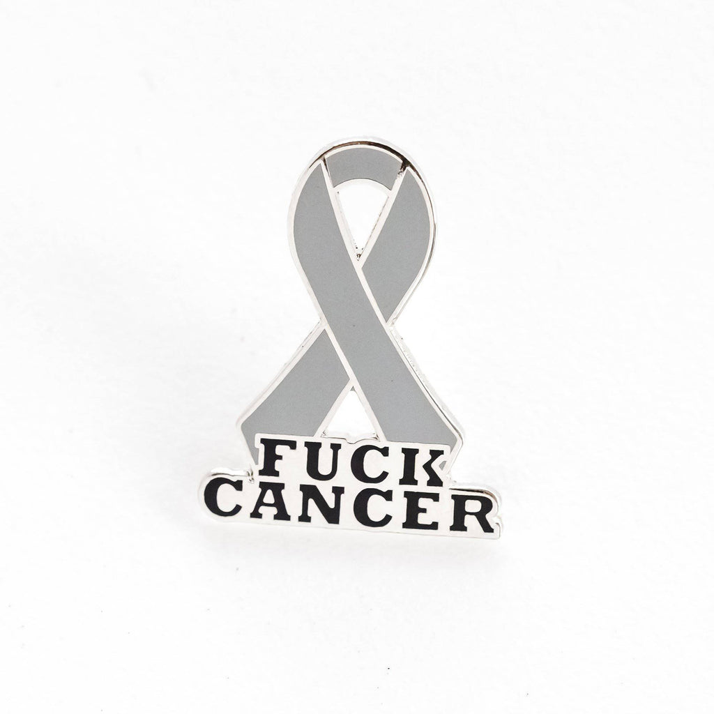Gray Fuck Cancer Ribbon Enamel Pin - Dream Maker Pins