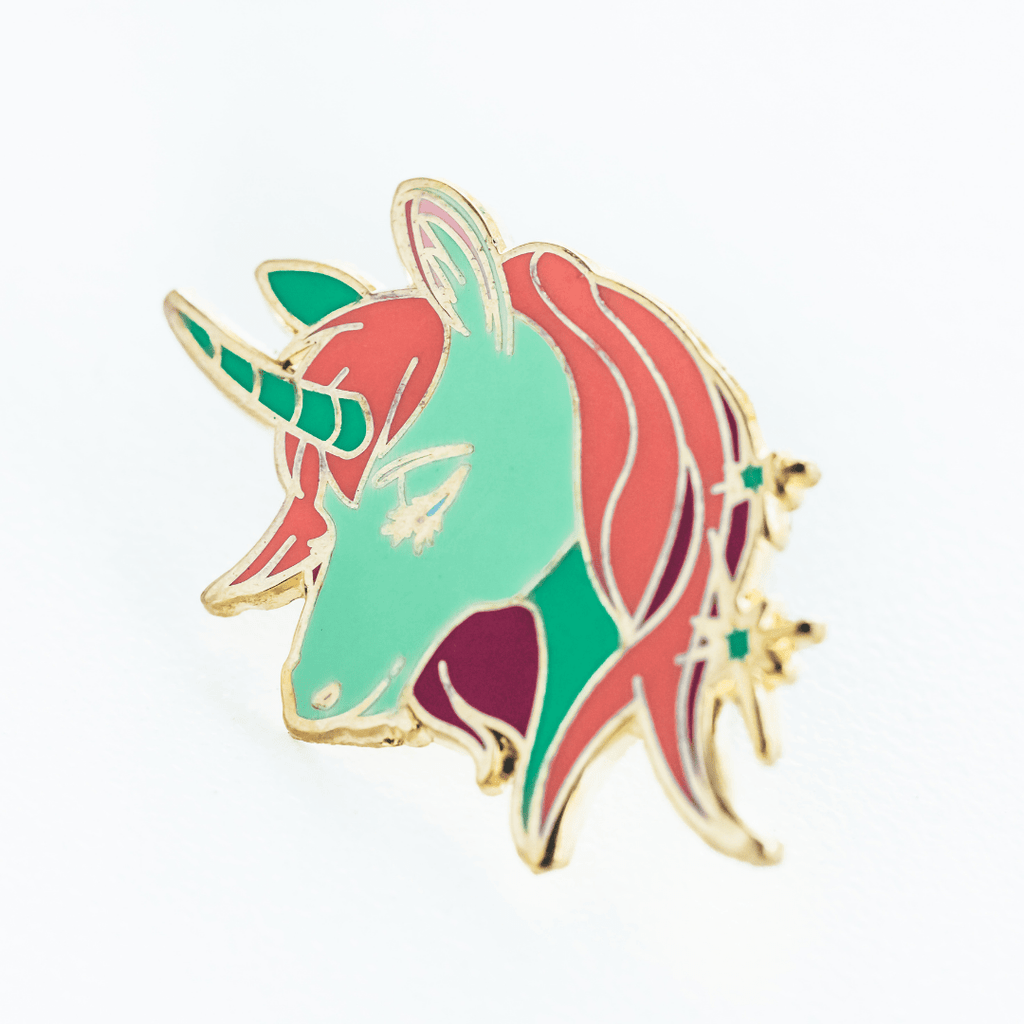 Green and Red Unicorn Enamel Pin - Dream Maker Pins