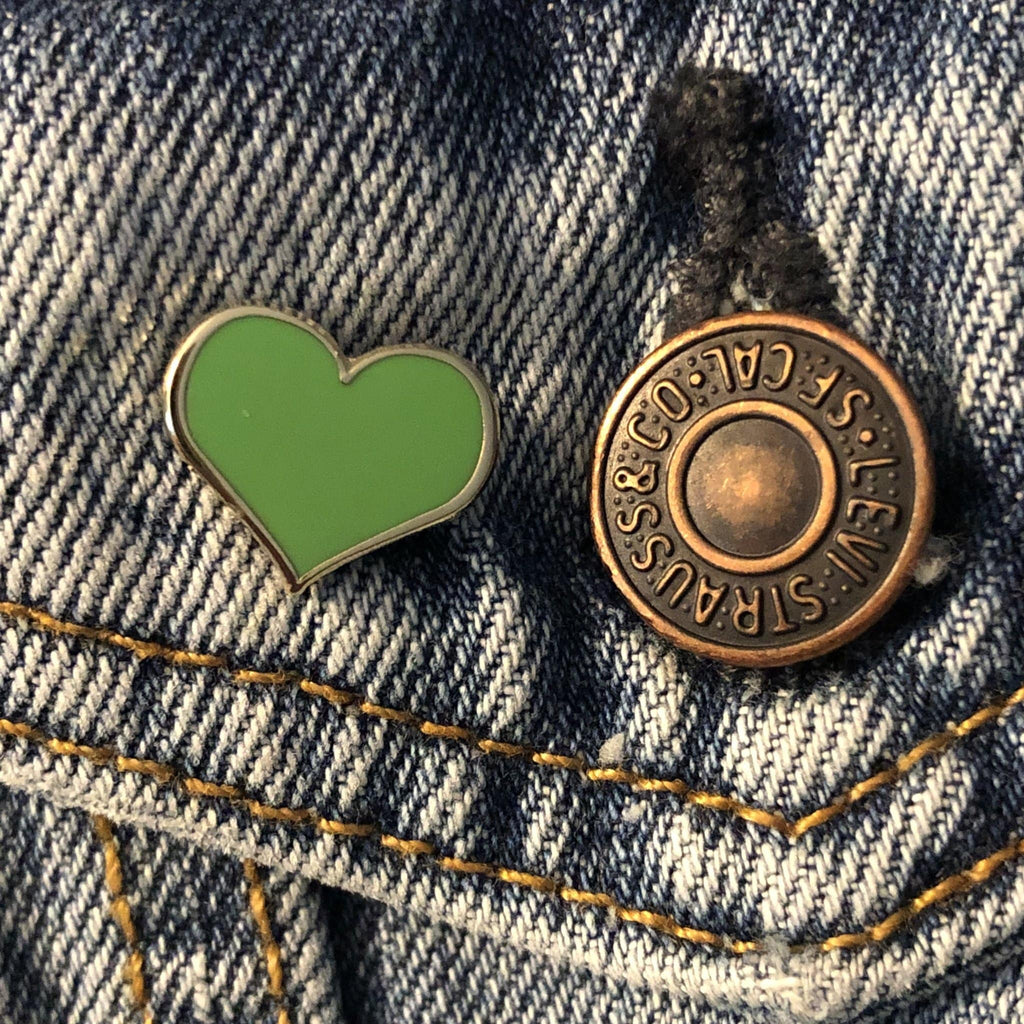 Green Heart Enamel Pin - 3/4 inch - Dream Maker Pins