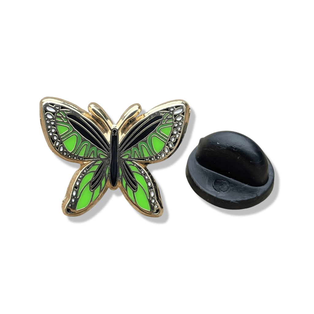 Lime Green and Black Butterfly Enamel Pin - Dream Maker Pins