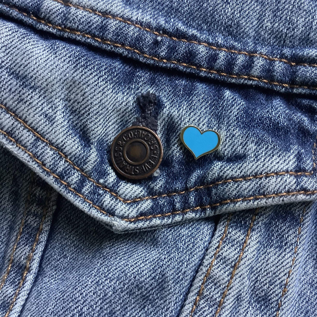 Mini 0.5" Blue Heart Enamel Pin V3 - Dream Maker Pins