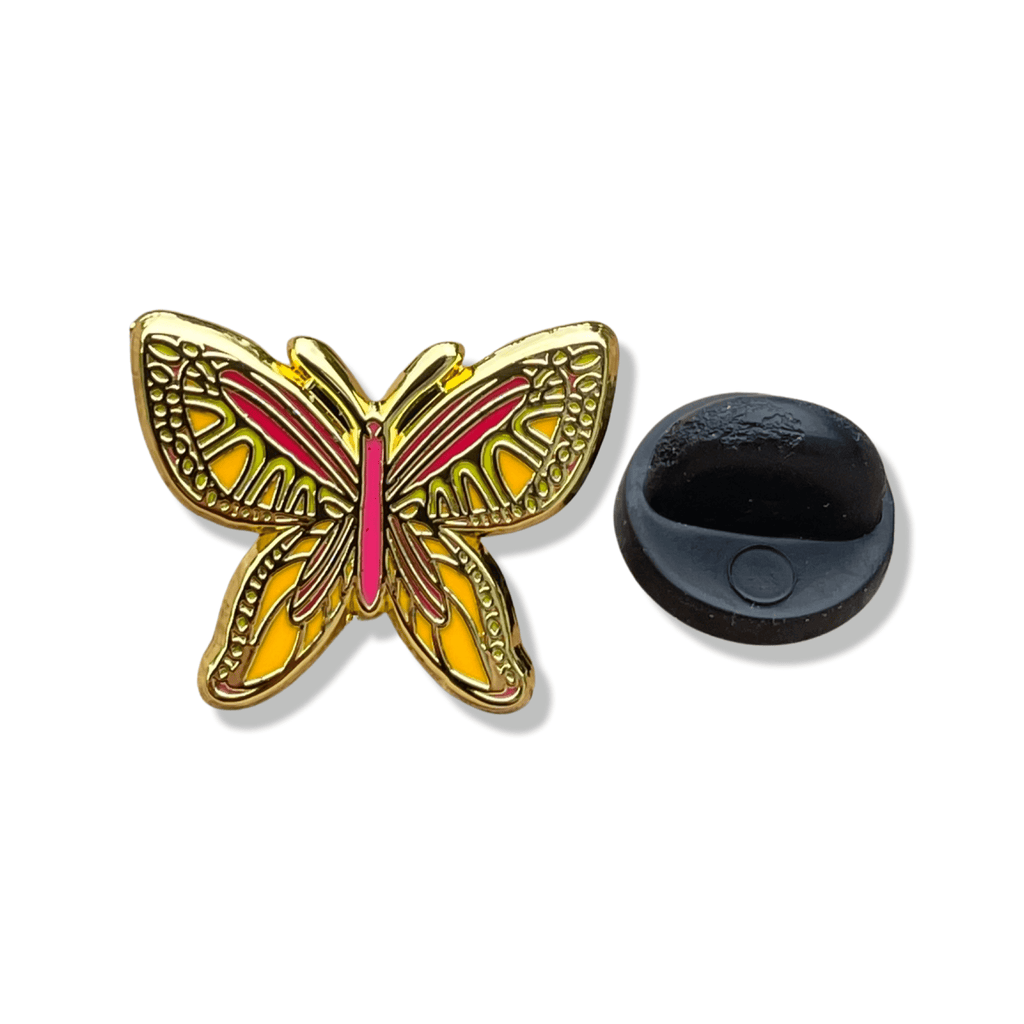 Orange and Red Butterfly Enamel Pin - Dream Maker Pins