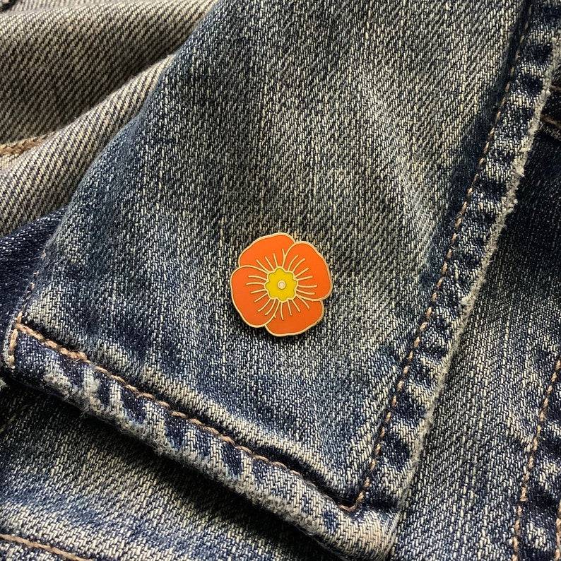 Orange Poppy Enamel Pin - Dream Maker Pins