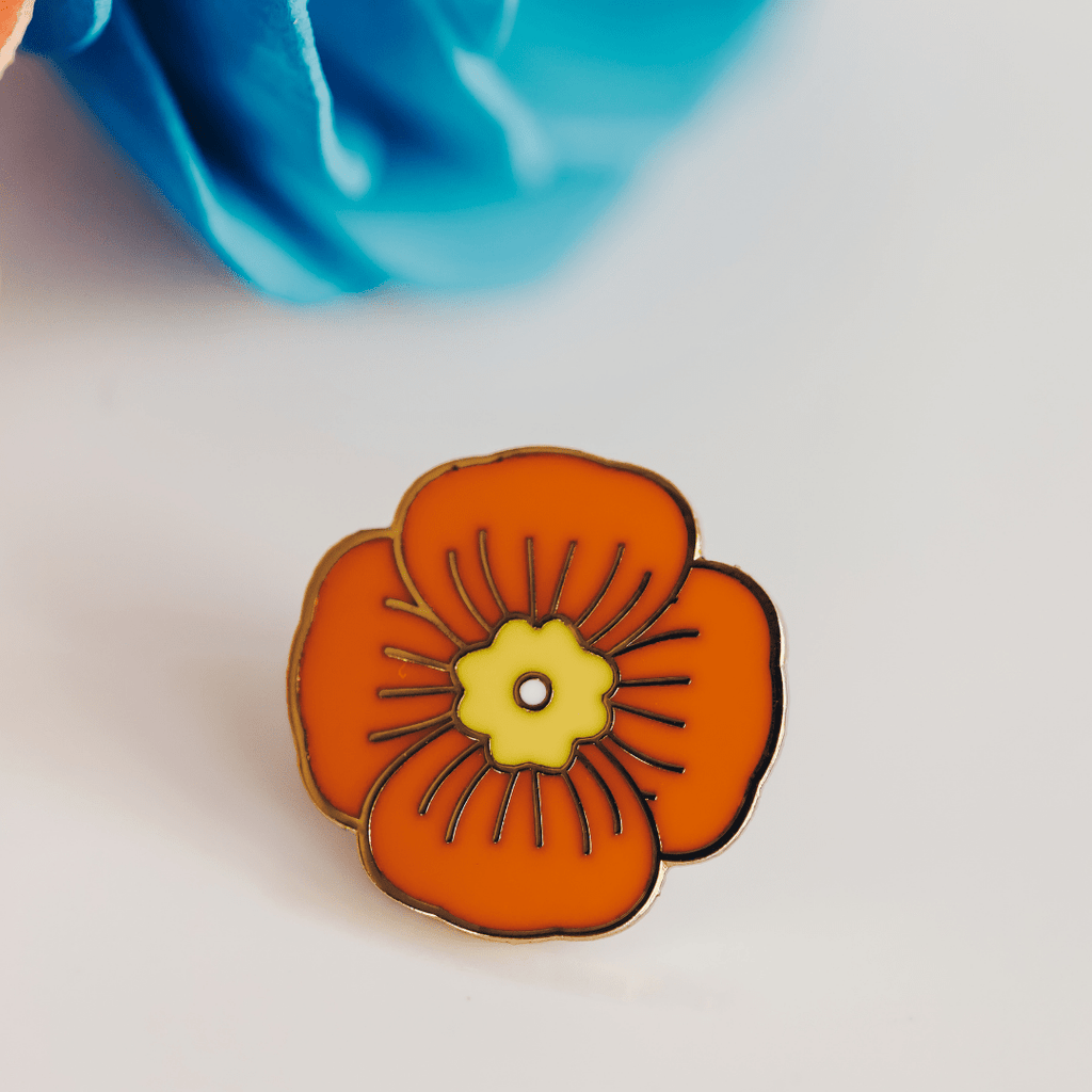 Orange Poppy Enamel Pin - Dream Maker Pins
