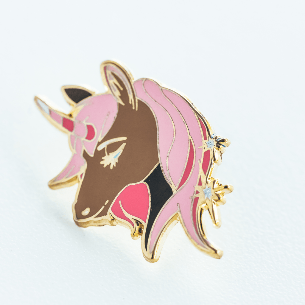 Pink and brown Unicorn Enamel Pin - Dream Maker Pins