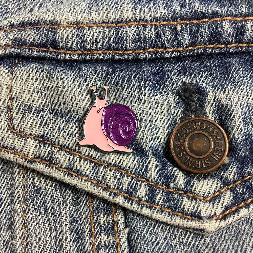 Pink and Purple Snail Enamel Pin - Dream Maker Pins