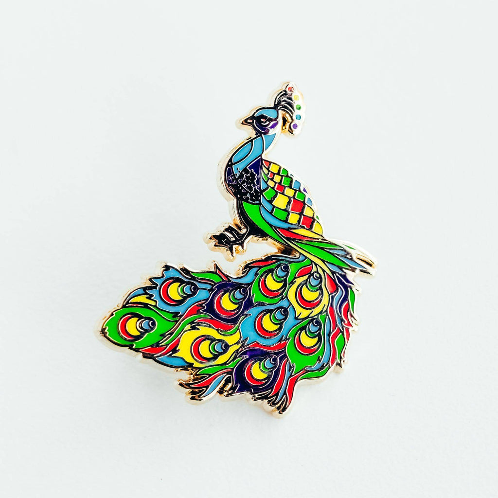 Rainbow Peacock Enamel Pin - Dream Maker Pins