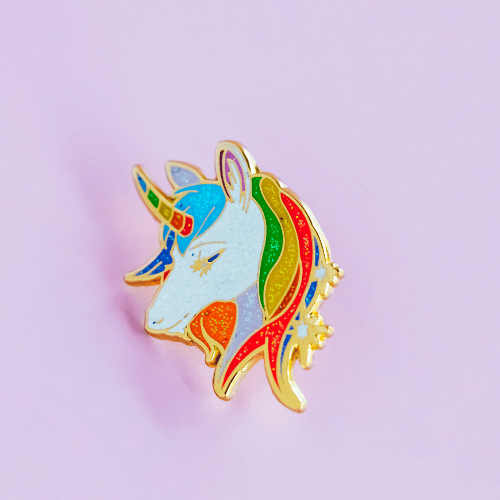Rainbow Unicorn Enamel Pin with Glitter - Dream Maker Pins