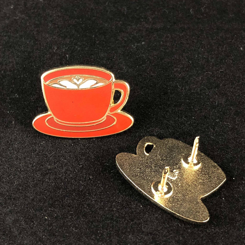 Red Latte Coffee Cup Enamel Pin - hard enamel, 1 inch, double posted - Dream Maker Pins