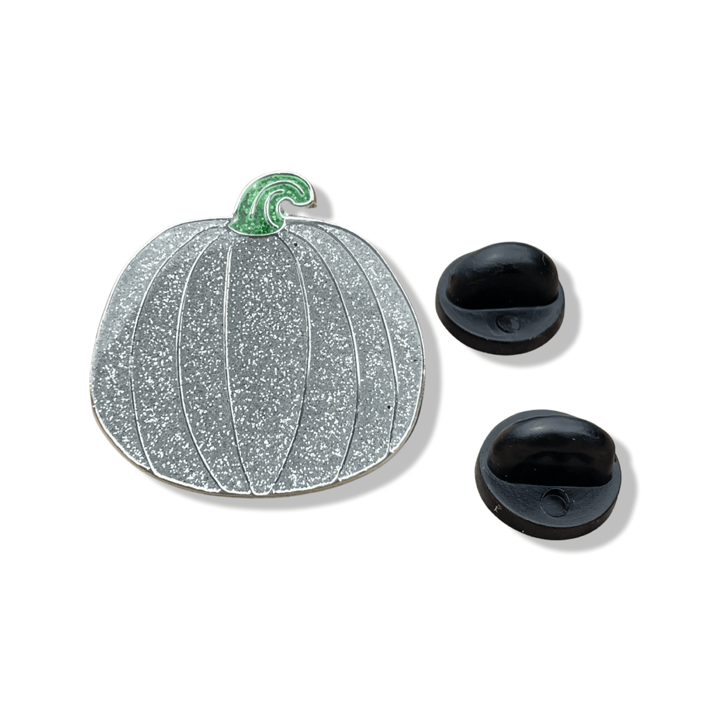 Silver Glitter Pumpkin Enamel Pin - Dream Maker Pins