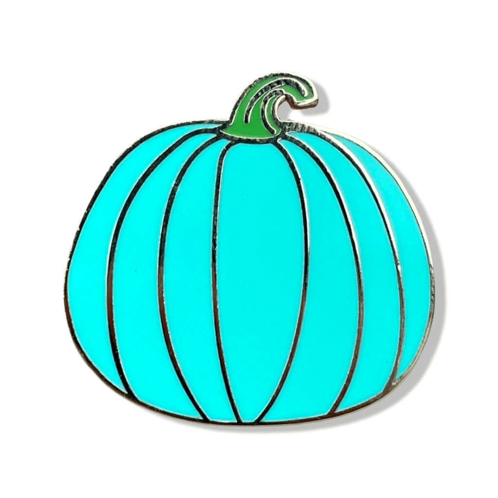 Teal Pumpkin w Green Stem Enamel Pin - Dream Maker Pins