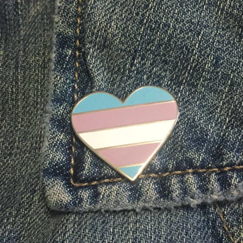 Transgender Pride Flag Heart Shaped Enamel Pin - Dream Maker Pins