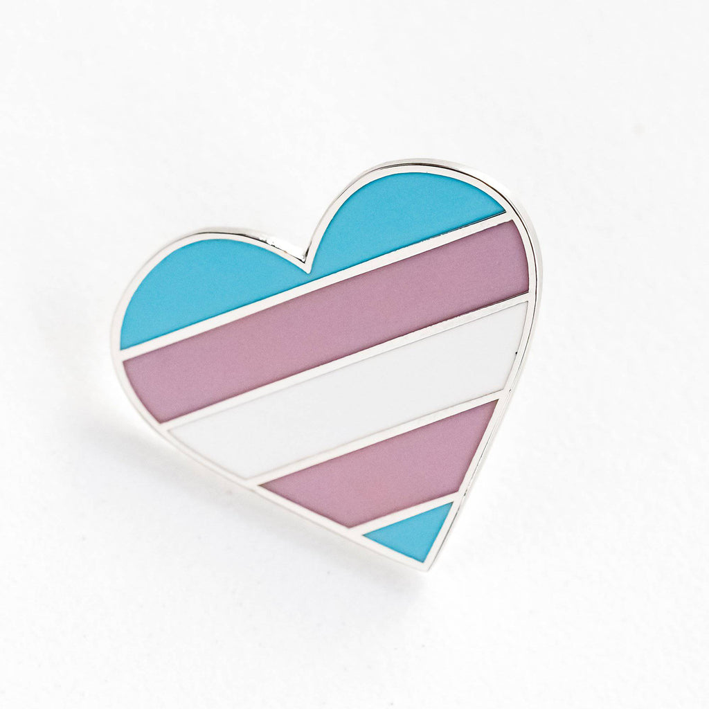Transgender Pride Flag Heart Shaped Enamel Pin - Dream Maker Pins