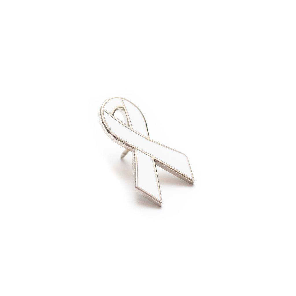 White Awareness Ribbon Enamel Pin - Dream Maker Pins
