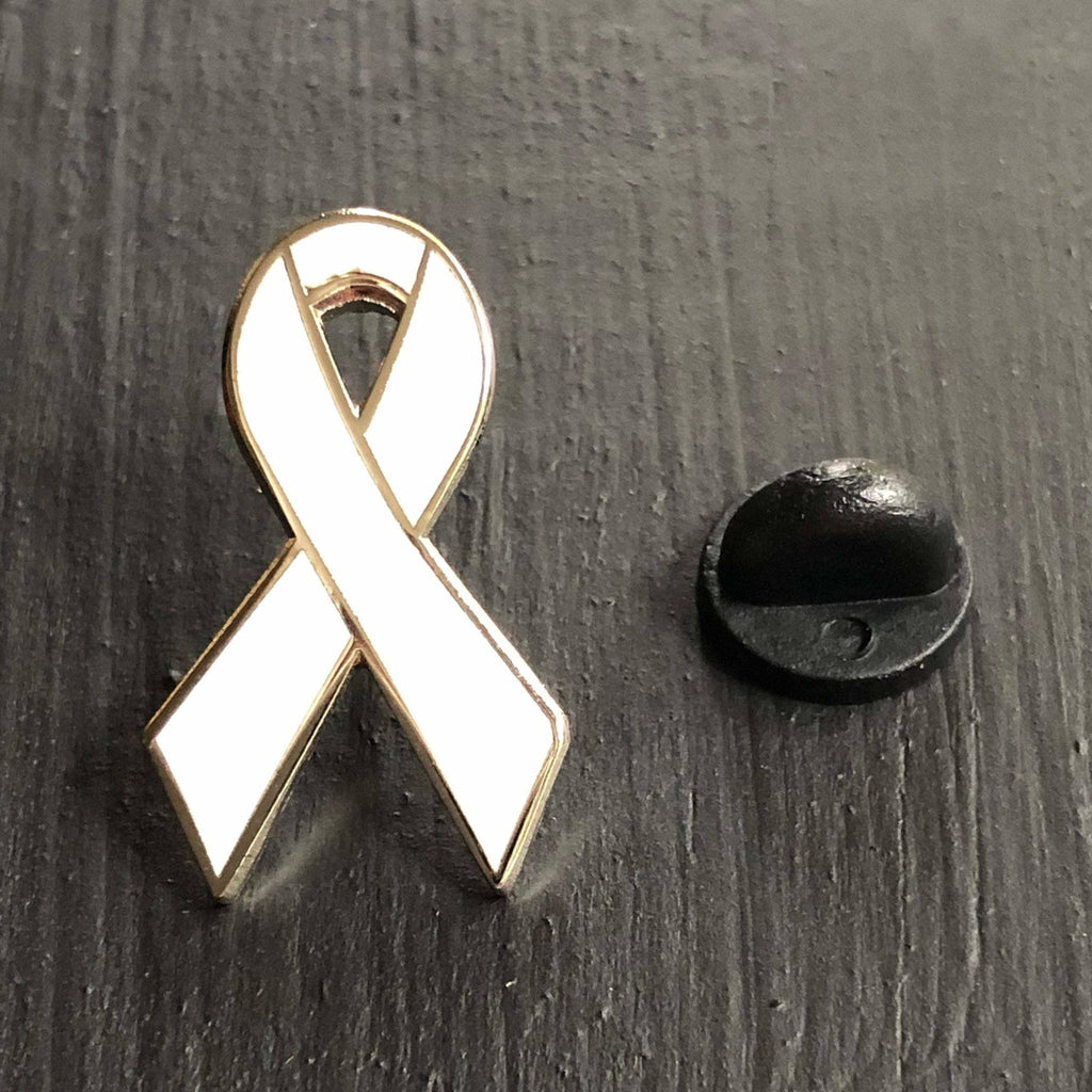White Awareness Ribbon Enamel Pin - Dream Maker Pins