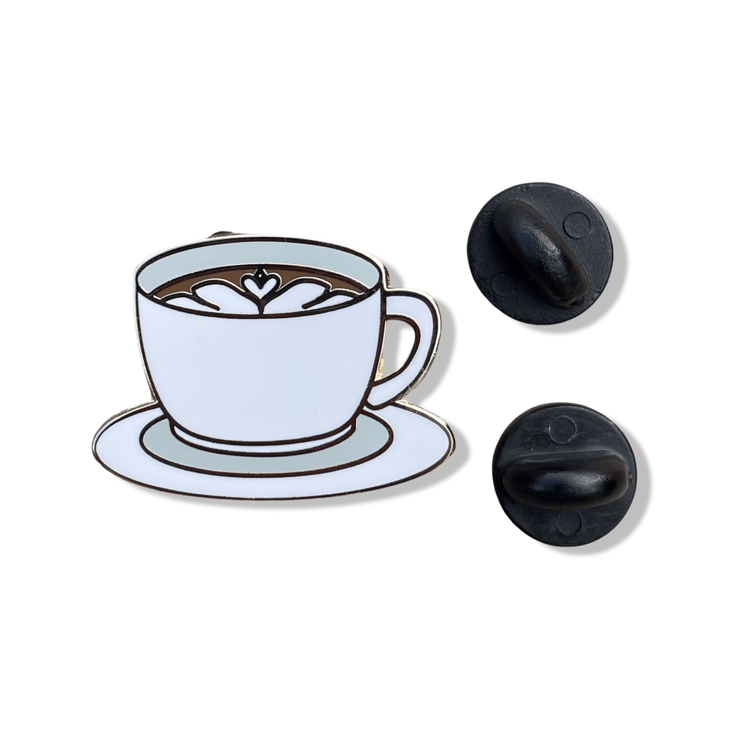 White Latte Coffee Cup Enamel Pin - hard enamel, 1 inch, double posted - Dream Maker Pins