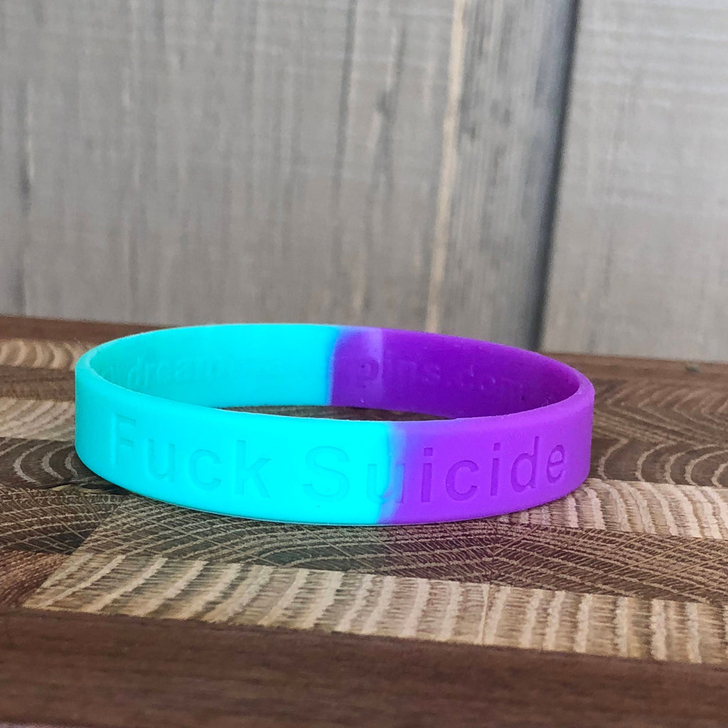 Fuck Suicide no color fill silicone wristband - suicide awareness, fuck suicide, suicide, wristband, bracelet, motivation, mental health