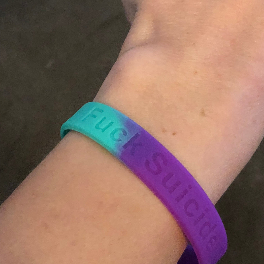 Fuck Suicide no color fill silicone wristband - suicide awareness, fuck suicide, suicide, wristband, bracelet, motivation, mental health