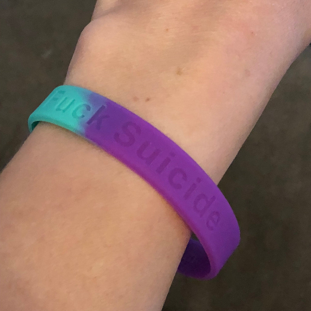 Fuck Suicide no color fill silicone wristband - suicide awareness, fuck suicide, suicide, wristband, bracelet, motivation, mental health