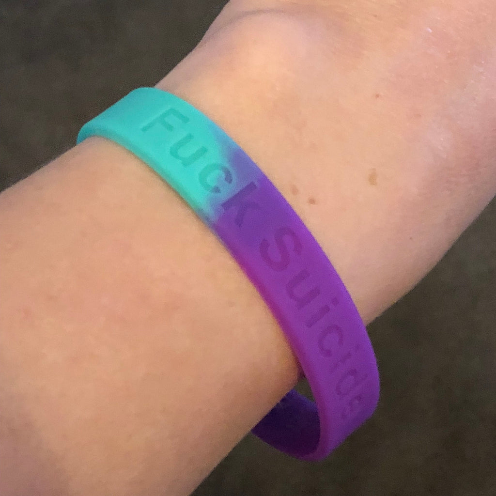 Fuck Suicide no color fill silicone wristband - suicide awareness, fuck suicide, suicide, wristband, bracelet, motivation, mental health