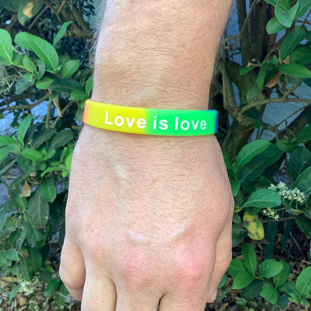 LGBT Pride "Love is Love" Rainbow Equality Silicone Wristband - (Bracelet) - lesbian, gay, bisexual