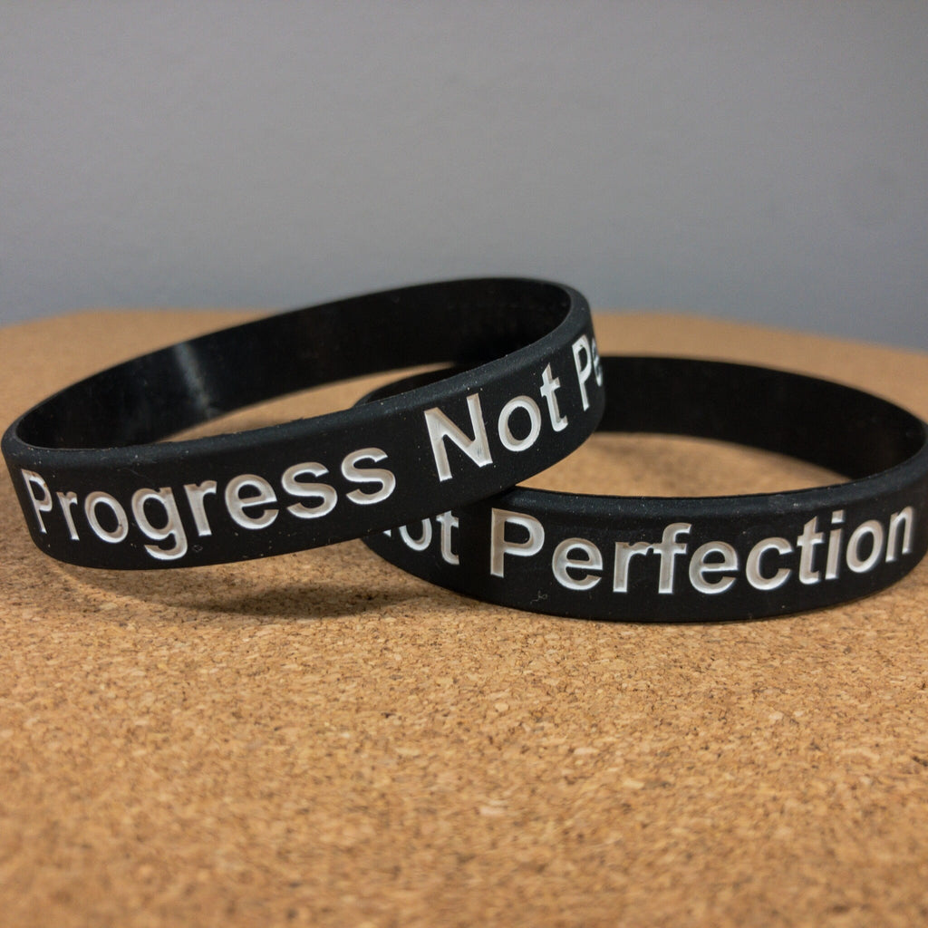 Progress Not Perfection Silicone Wristband - sober, sober gifts, sober life, sober living, sober reminder, recovery gift, recovery