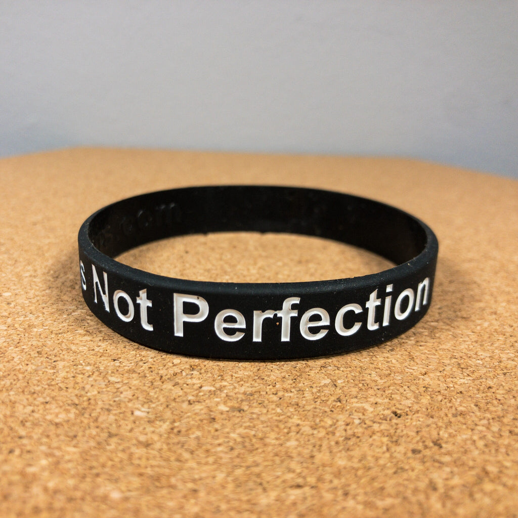Progress Not Perfection Silicone Wristband - sober, sober gifts, sober life, sober living, sober reminder, recovery gift, recovery
