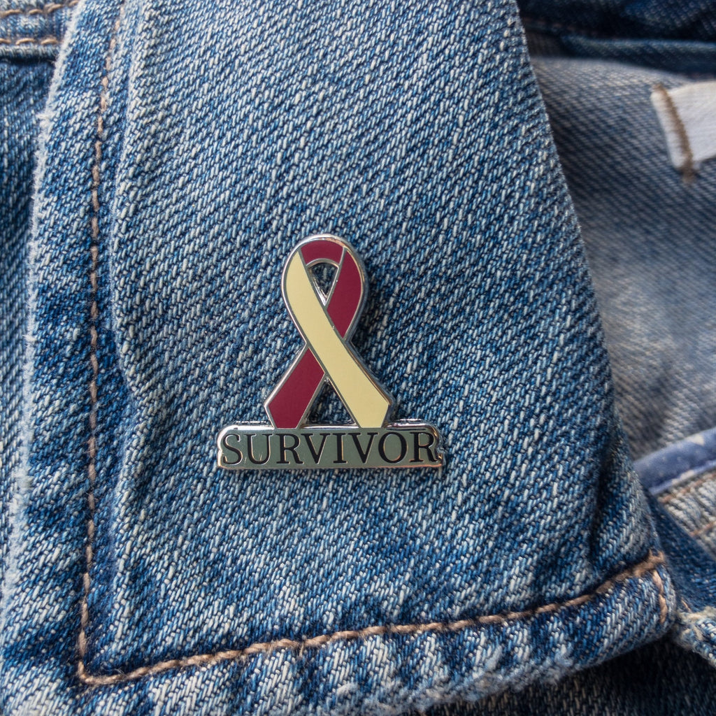 Oral, Head & Neck Cancer Survivor awareness ribbon enamel pin, cancer survivor, chemo gift, lapel pin
