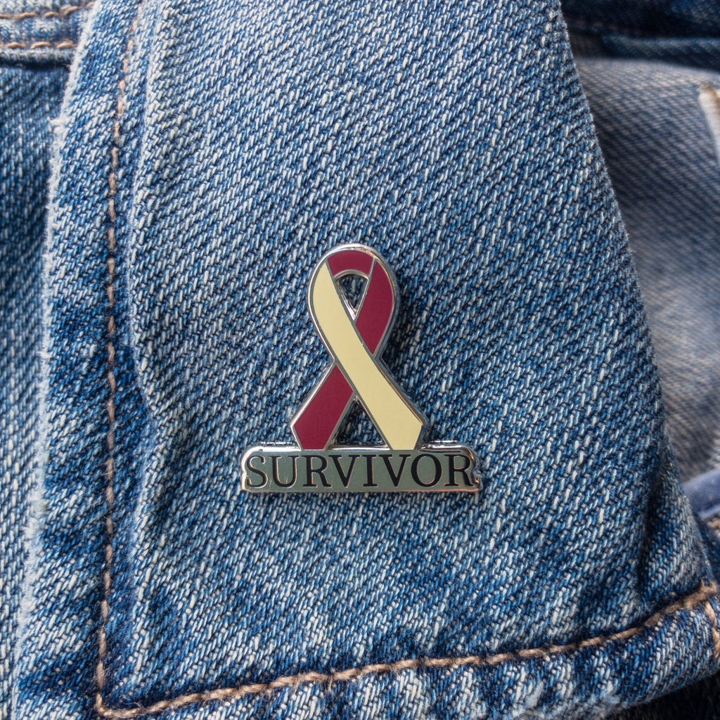 Oral, Head & Neck Cancer Survivor awareness ribbon enamel pin, cancer survivor, chemo gift, lapel pin