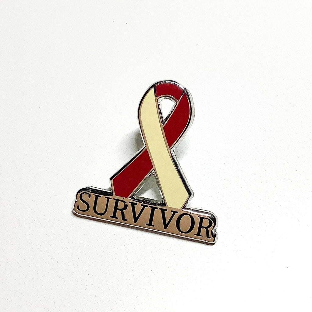 Oral, Head & Neck Cancer Survivor awareness ribbon enamel pin, cancer survivor, chemo gift, lapel pin