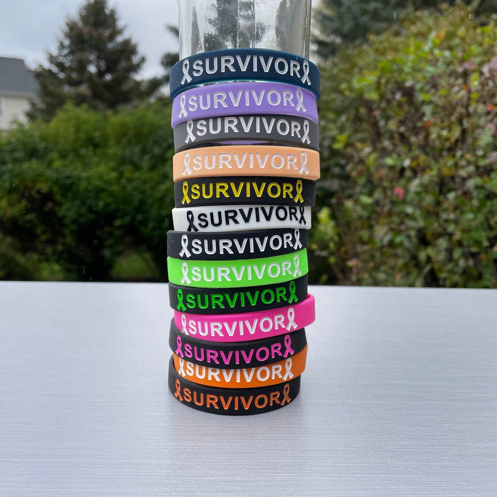 Survivor Silicone Wristband - cancer survivor, awareness ribbon, gift for chemo, cancer chemo gift, motivational gift, survivor
