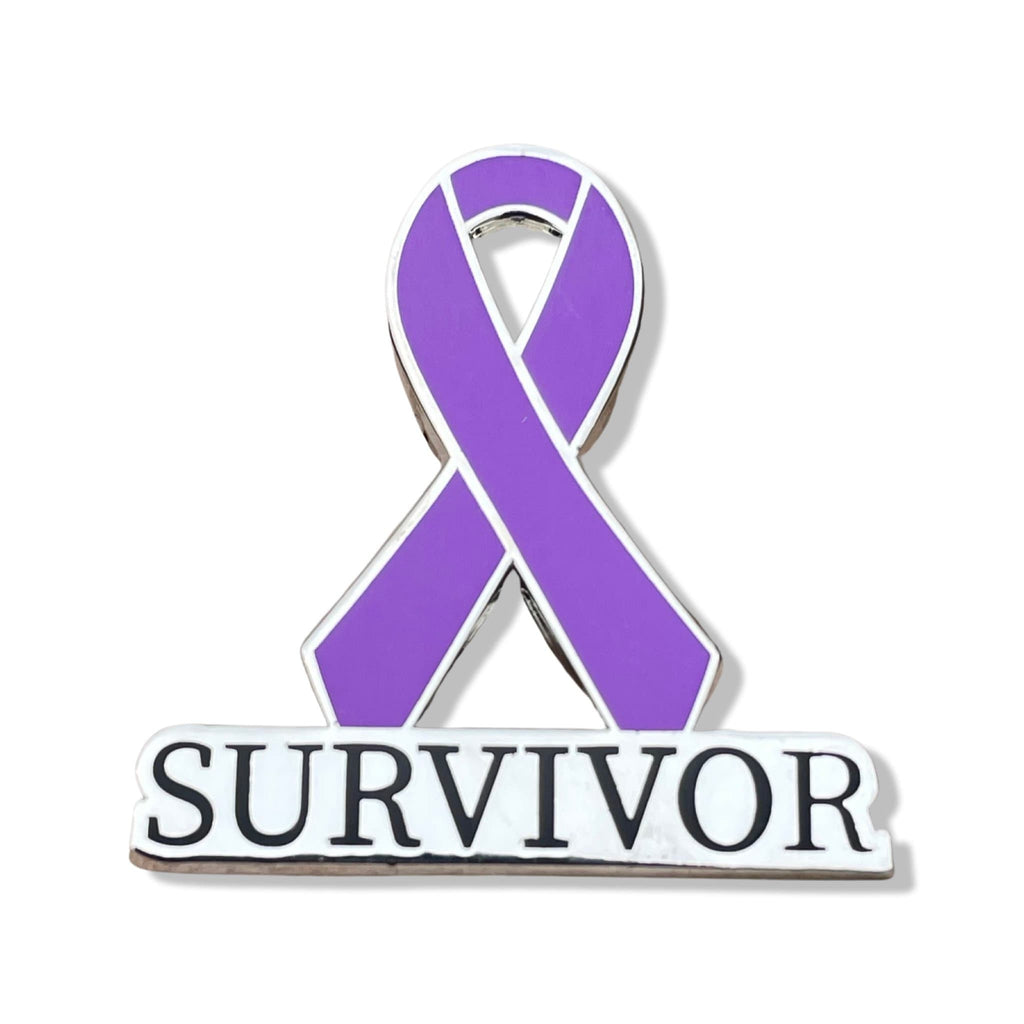Purple Survivor Awareness Ribbon Enamel Pin - Gynecological Cancer, Crohn's, Colitis, Cystic Fibrosis, Epilepsy, Fibromyalgia, CRMO, Lupus
