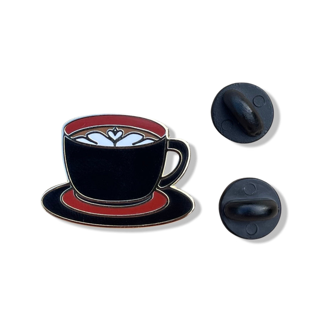 Black latte coffee cup enamel pin - 1", latte, kawaii pins, coffee pins, lapel pins, coffee gift, coffee lover, coworker gift, mom gift