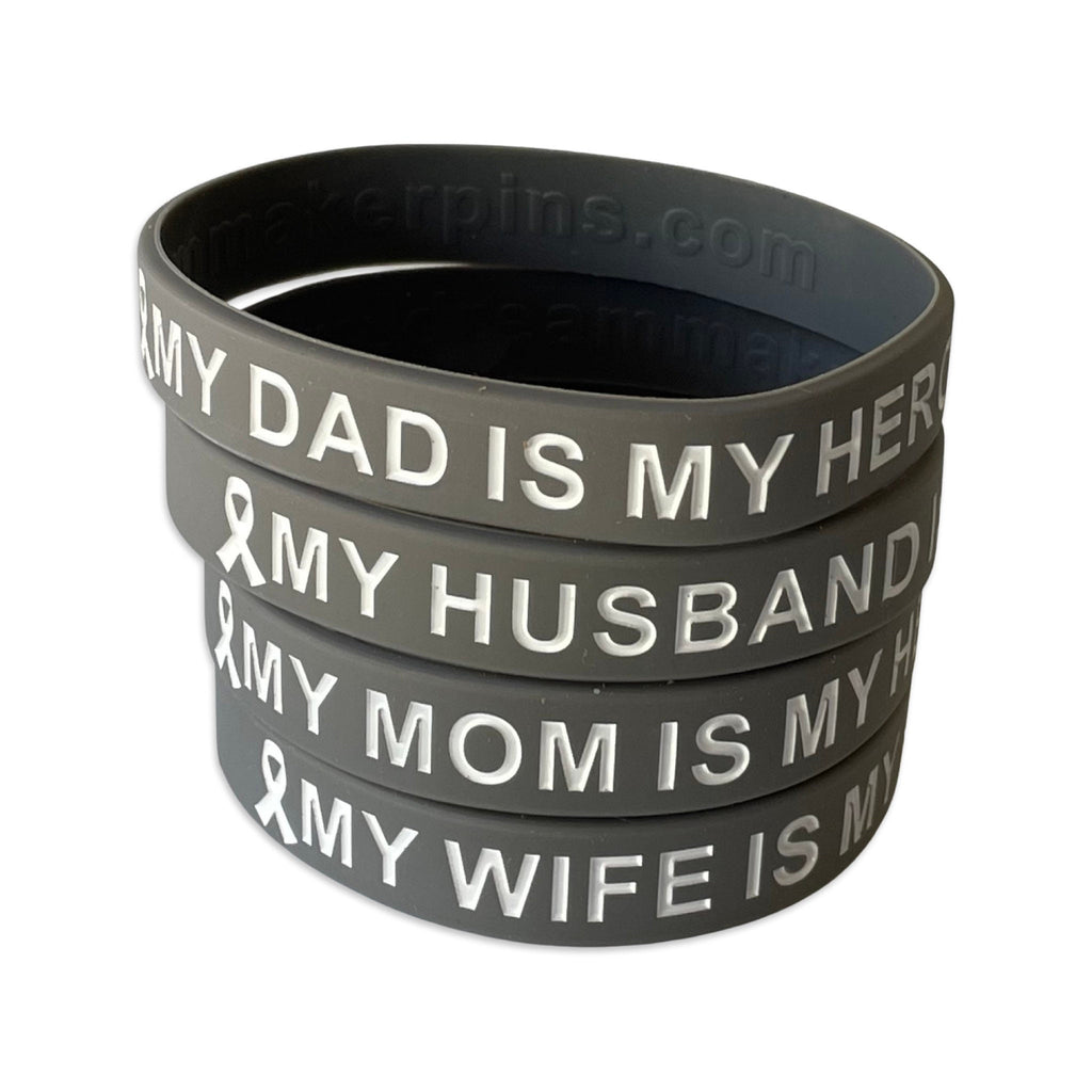 Gray My loved one is my hero silicone wristbands